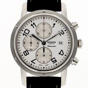 WATCH HERMES CP1.910 Clipper Chrono white SS/leather AT